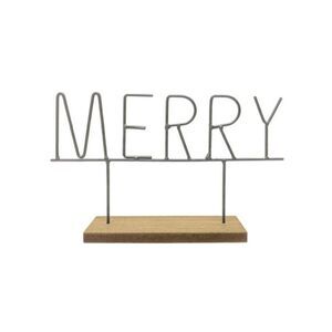 MERRY Christmas Decoration Metal Tabletop Decor NWT Mantle Desk Shelf Holidays